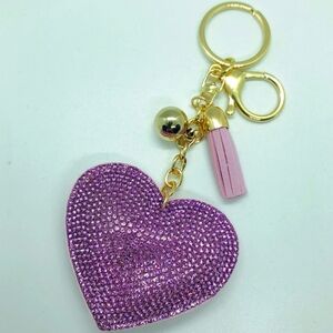 NWT Glitter Heart w/ tassel keychain or bag charm